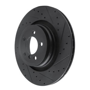BMW ALPINA B7 Brake Rotor (1) - Rear Right - R1 Concepts - Drilled & Slotted - Black - `07-`08